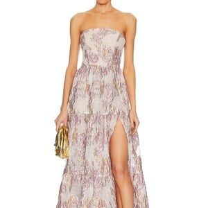 Elliatt Strapless Dress in Cream and Purple